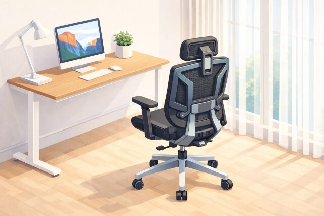 在宅ワークで腰痛対策におすすめな椅子のイメージイラスト画像