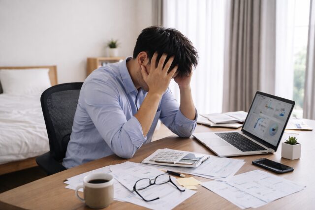 在宅ワークでストレスを抱えている人のイメージ画像