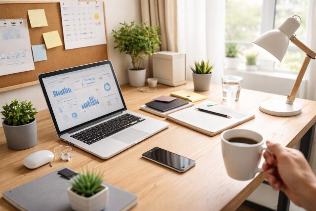 在宅ワークでやる気の出るデスクのイメージ画像