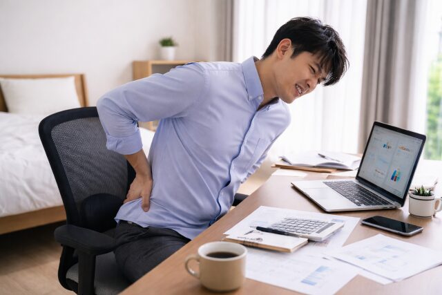 在宅ワークで腰痛を抱えている人のイメージ画像